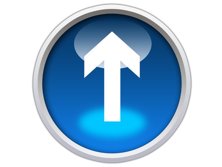 up arrow direction on blue glossy button graphicの写真素材