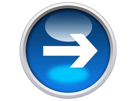 right arrow direction on blue glossy button graphicの写真素材