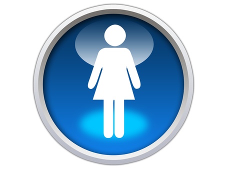 ladies icon on blue glossy button graphicの写真素材