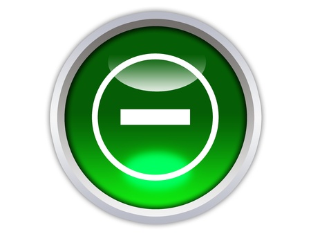 minor symbol on green glossy button isolated over white backgroundの写真素材