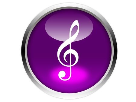 treble clef note on glossy purple button graphicの写真素材