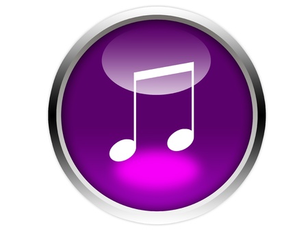 eighth note on glossy purple button graphicの写真素材