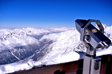 View over the Chamonix Mountains by Binocularの写真素材