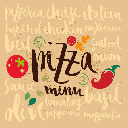 Set of elements for cafes and pizzeriasのイラスト素材