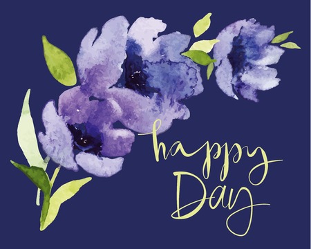 Postcard watercolor blue flowers. Mother\\のイラスト素材