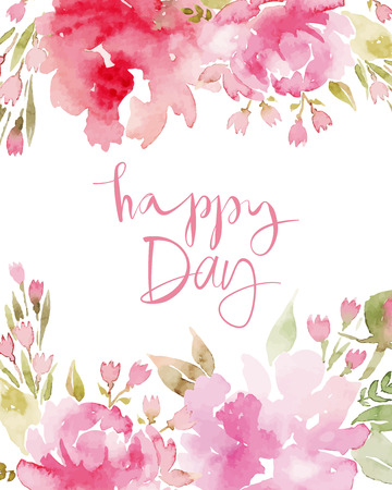 Watercolor flowers peonies. Handmade greeting cards. Spring composition.のイラスト素材