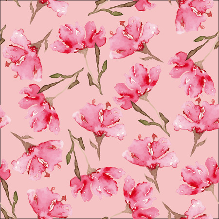 Watercolor flowers seamless pattern. Suitable for packaging and wrapping paper. Handmade.のイラスト素材