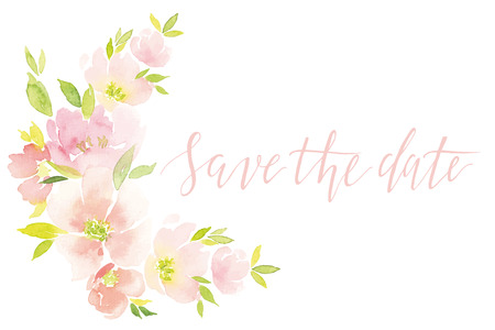 Watercolor greeting card flowers. Handmade. Congratulations.のイラスト素材