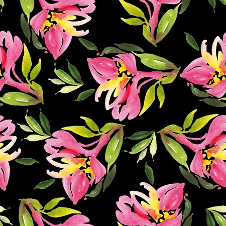 Watercolor flower patternのイラスト素材