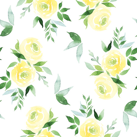 Watercolor flowers. Seamless patternのイラスト素材