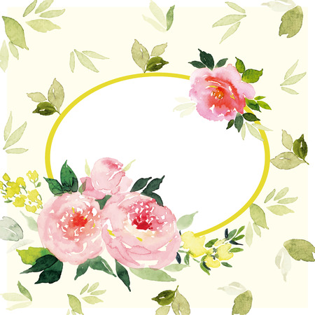 Watercolor greeting card flowersのイラスト素材