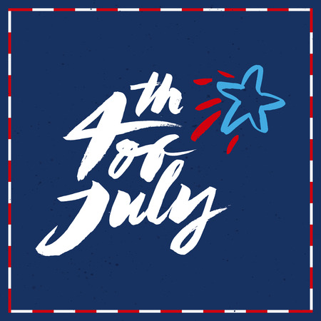 Handmade. Painted with a brush. 4th of July. Vector illustration.のイラスト素材