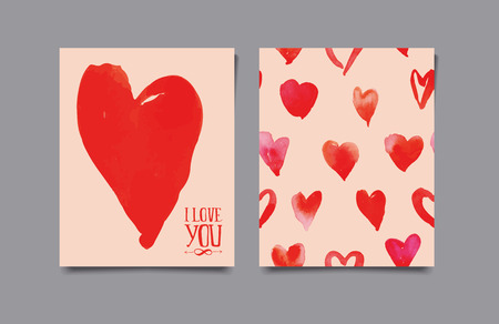 Set for opening greeting. Love, heart, hand lettering.のイラスト素材