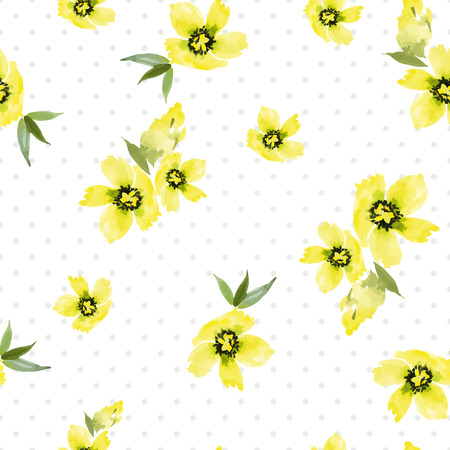 Watercolor flowers. Seamless pattern. Vector. Illustration. Gentleのイラスト素材