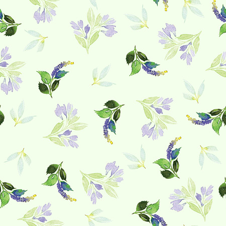 Seamless pattern with flowers watercolor. Gentle colors. Female pattern. Handmade.の写真素材