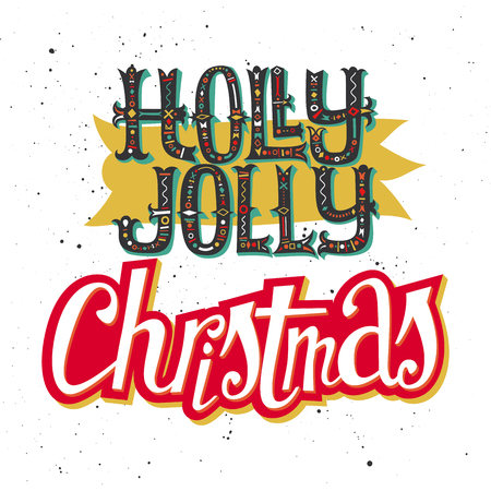 Christmas card. Hand lettering. Decorative pattern.のイラスト素材