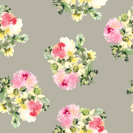 Seamless pattern with flowers watercolor.の写真素材