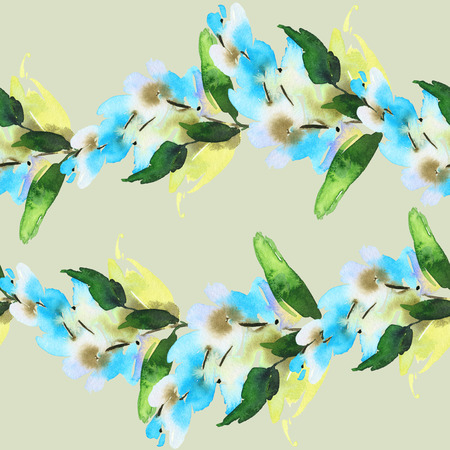 Seamless pattern with flowers watercolor. Gentle colors. Female pattern. Handmade.の写真素材