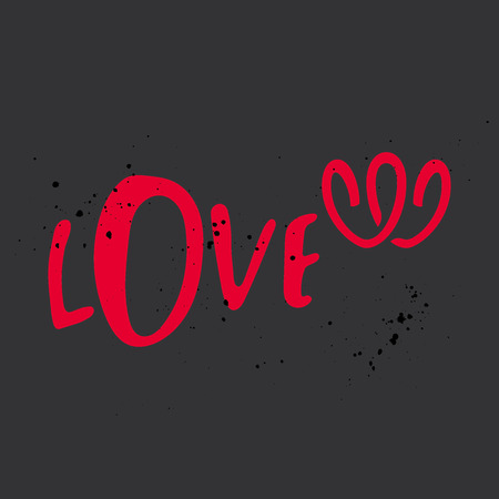 Love label for greeting card. Two hearts. Grunge style. illustration.のイラスト素材