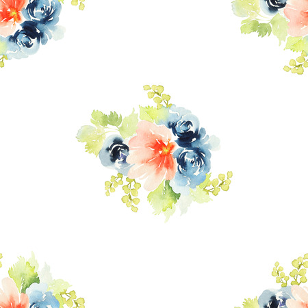 Seamless pattern with flowers watercolor. Gentle colors. Female pattern. Handmade.の写真素材