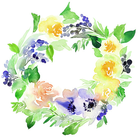 Flowers watercolor illustration. Manual composition. Mother's Day, wedding, birthday, Easter, Valentine's Day. Pastel colors. Spring. Summer.の写真素材