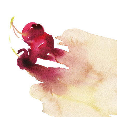 Cherry watercolor. Abstract graphics for postcards.の写真素材
