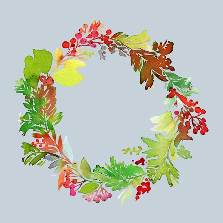 Christmas card. Watercolor illustration handmadeの写真素材