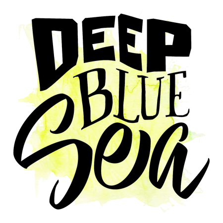 Deep blue sea. Vector illustration for a t-shirt. Calligraphy Lettering illustration.のイラスト素材