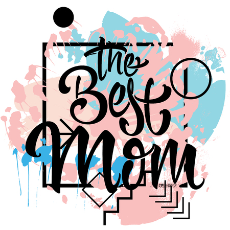 Creative abstract greeting card for mother's day in modern style. Gentle pink blue color spectrum.のイラスト素材