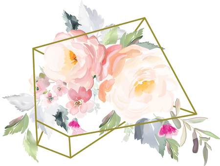 Vector card with floral pattern in watercolor style. Vintage handmade illustration.のイラスト素材