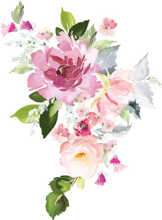 Vector card with floral pattern in watercolor style. Vintage handmade illustration.のイラスト素材