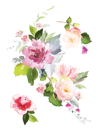 Vector card with floral pattern in watercolor style. Vintage handmade illustration.のイラスト素材