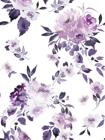Seamless summer pattern with watercolor flowers handmade.の写真素材