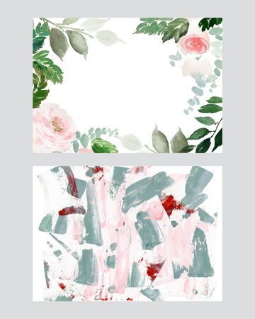 Set of watercolor cards for wedding invitations.の写真素材