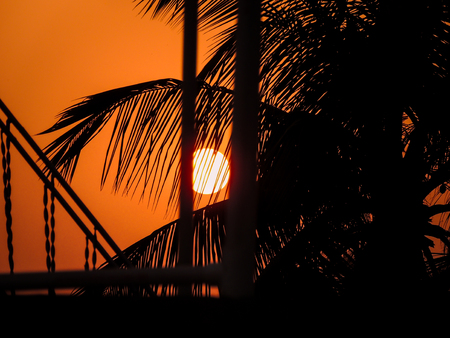 glowing landscape moonの写真素材