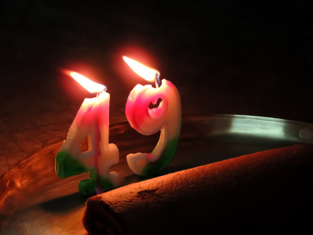 Birthday candel with cakeの写真素材