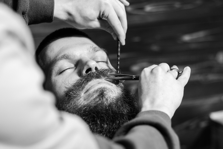 Bearded Man In Barbershopの写真素材