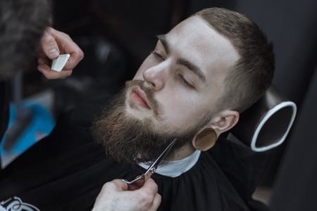Bearded Man In Barbershopの写真素材