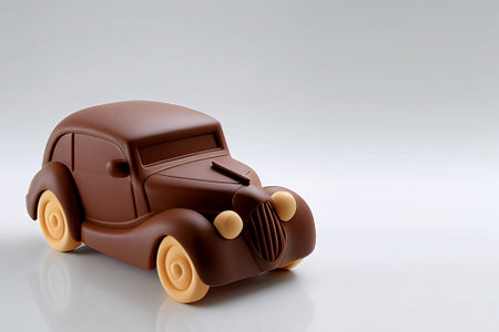 Chocolate car made with milk brown chocolate and white chocolateの素材