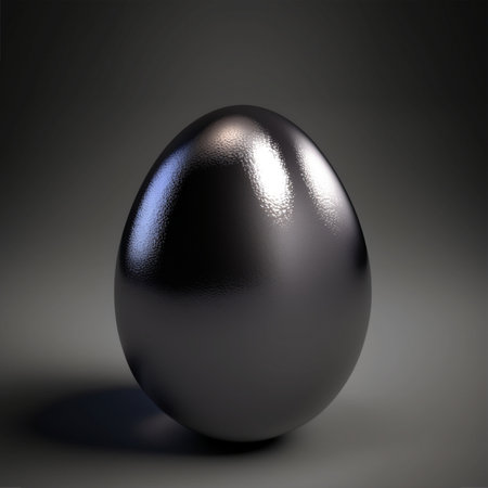 Black easter egg with shadow on a gray background. 3d renderの素材