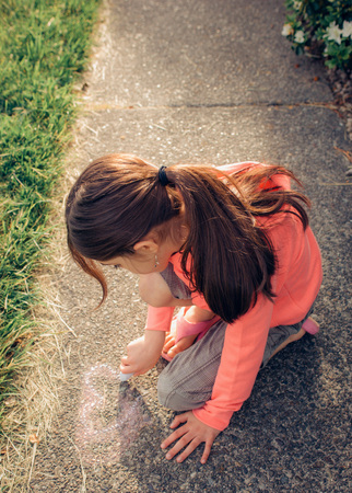 Girl is playing outside.の写真素材