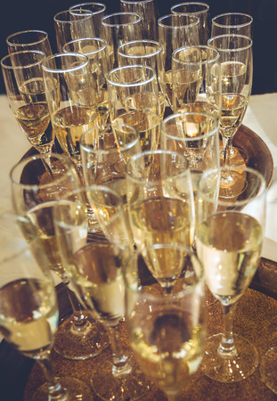 Fresh champagne poured for a wedding toast.の写真素材