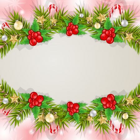Christmas card background with branches and decoration のイラスト素材