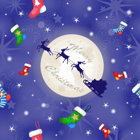 Christmas socks with santa sleigh pattern のイラスト素材