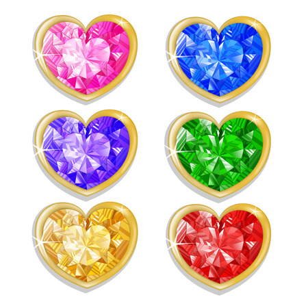 Diamond hearts with different colors のイラスト素材