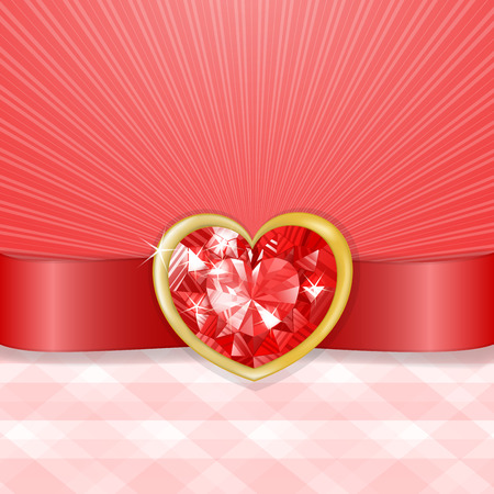 Valentines card with red diamond heart のイラスト素材