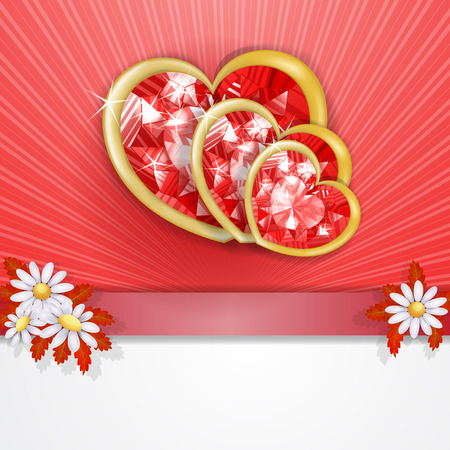 Three diamond hearts card のイラスト素材