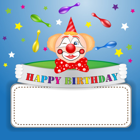 Funny clown over star backgroundのイラスト素材