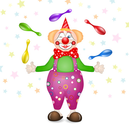 Funny clown over star backgroundのイラスト素材