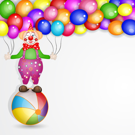 Clown on the ball with balloonsのイラスト素材